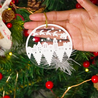 Set of 6 Acrylic Christmas Cityscape Ornaments – Hanging Décor
