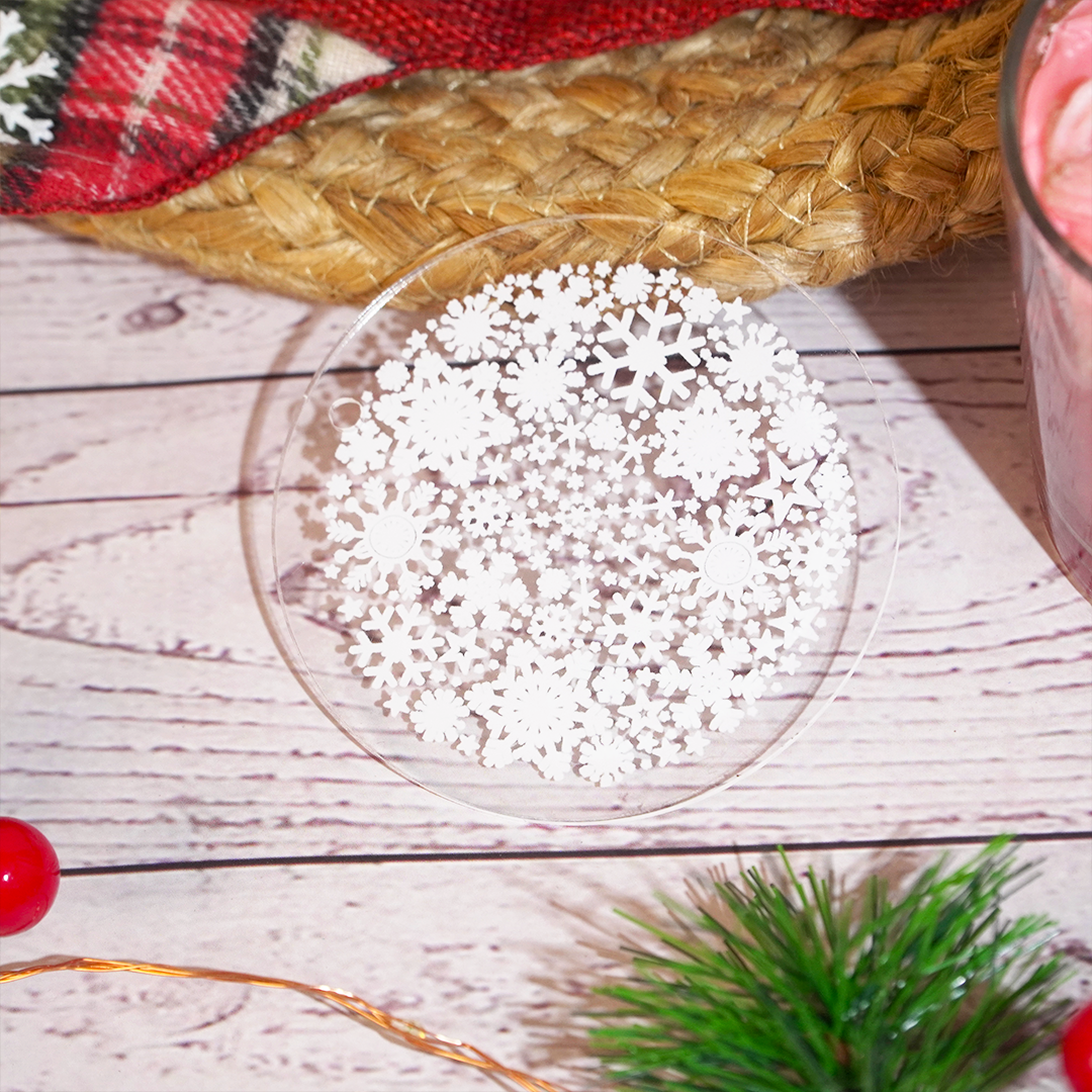Set of 6 Acrylic Snowburst Ornament Set – Premium Winter Décor