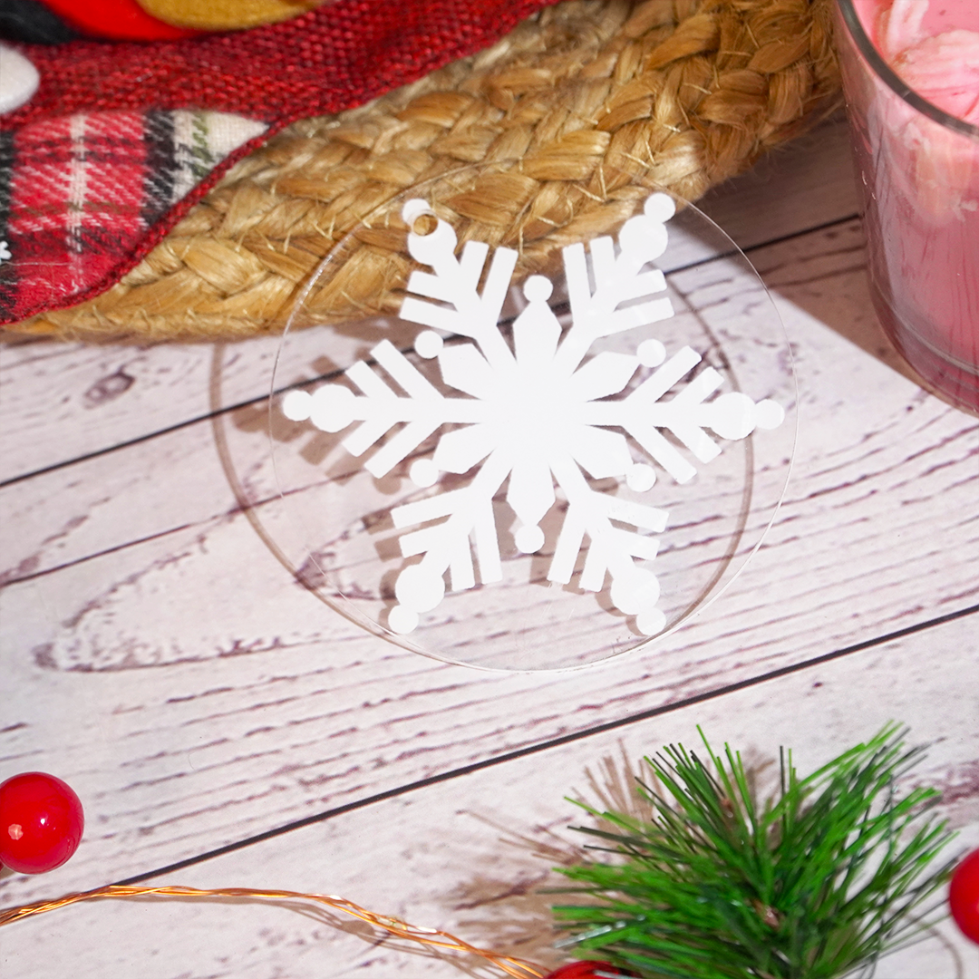 Set of 6 Acrylic Snowflake Ornaments – Elegant Frosted Christmas Décor