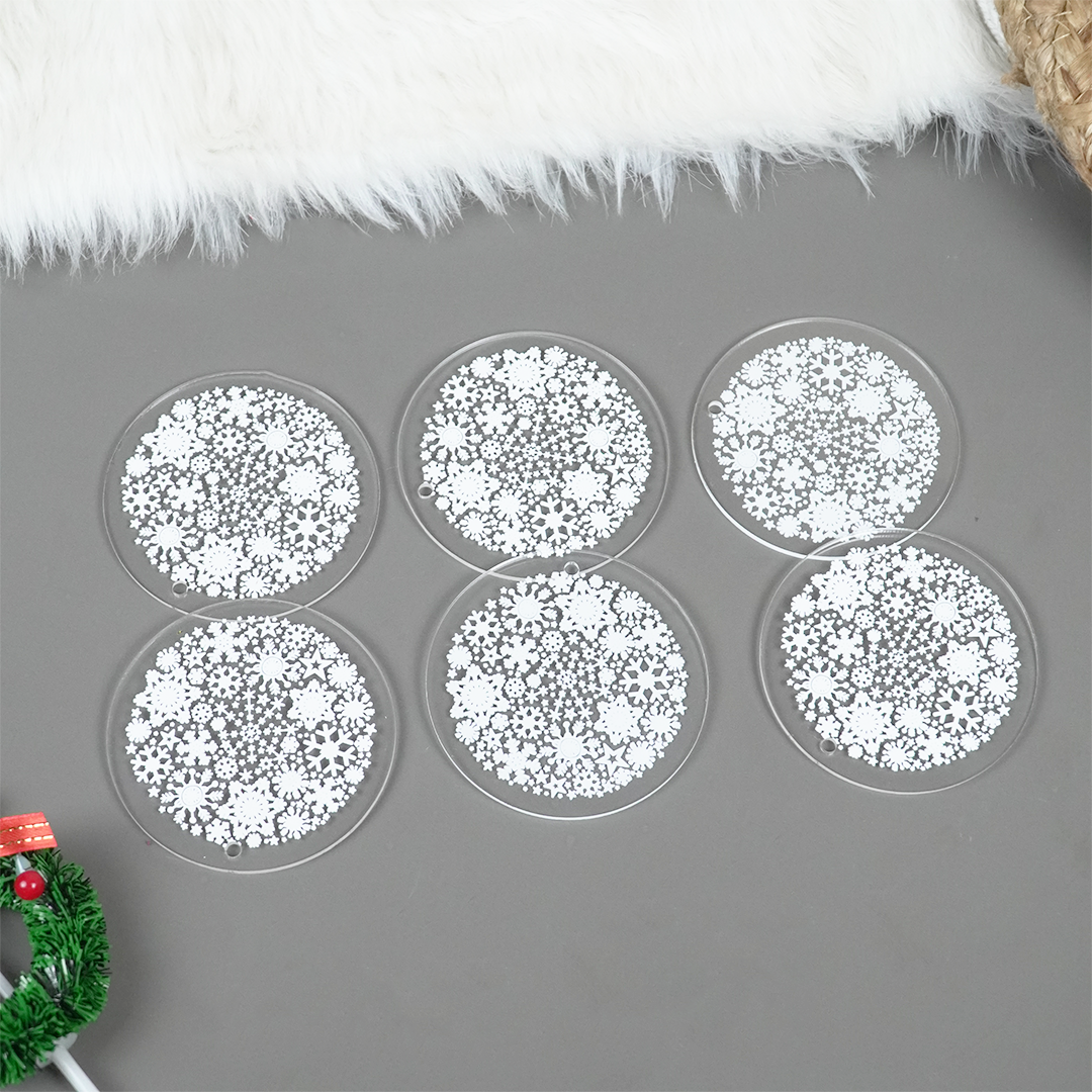 Set of 6 Acrylic Snowburst Ornament Set – Premium Winter Décor