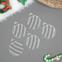 Set of 6 Striped Acrylic Bauble Ornament – Elegant 8cm Christmas Hanging Décor