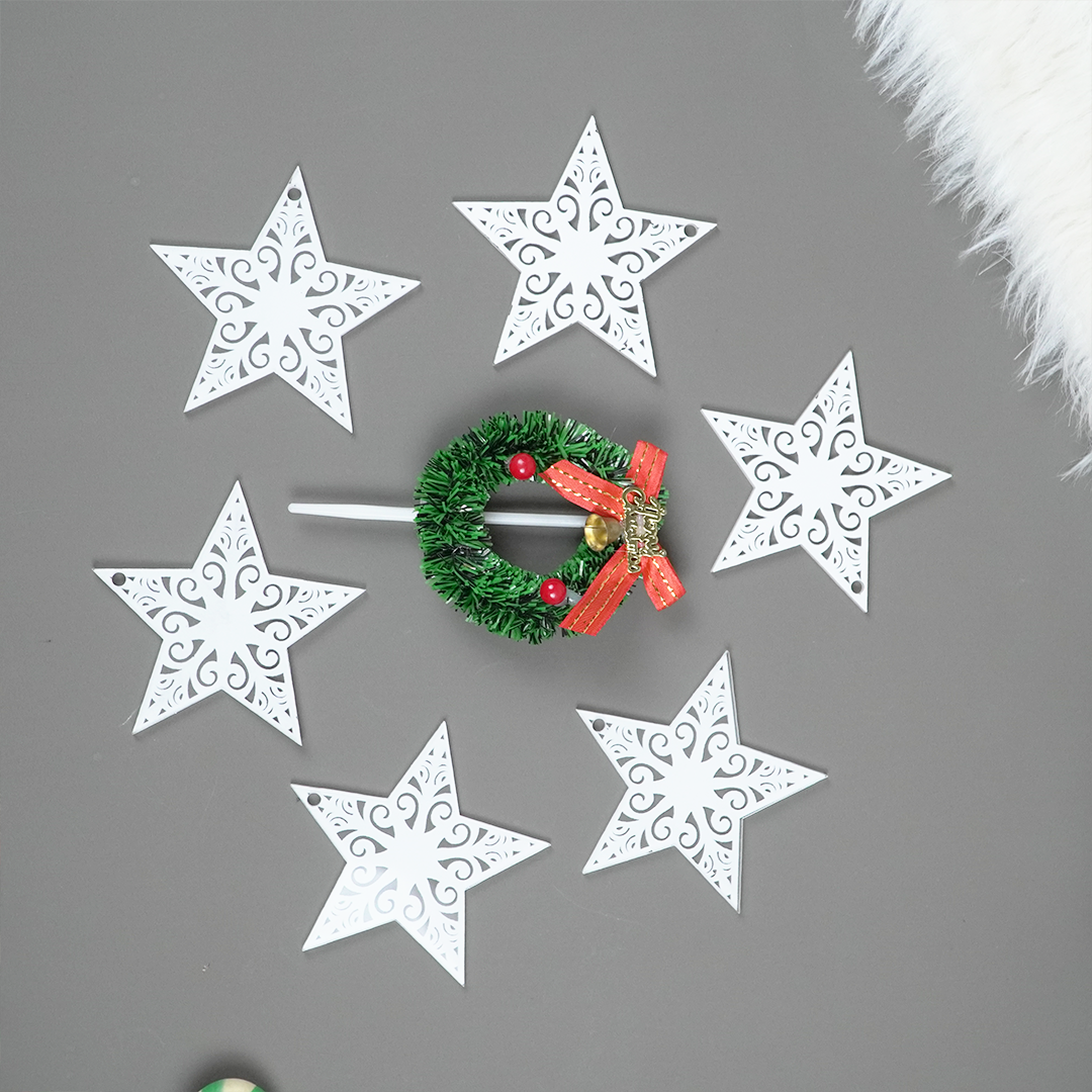 Set of 6 Acrylic Star Christmas Ornament – Elegant Clear Festive Hanging Décor