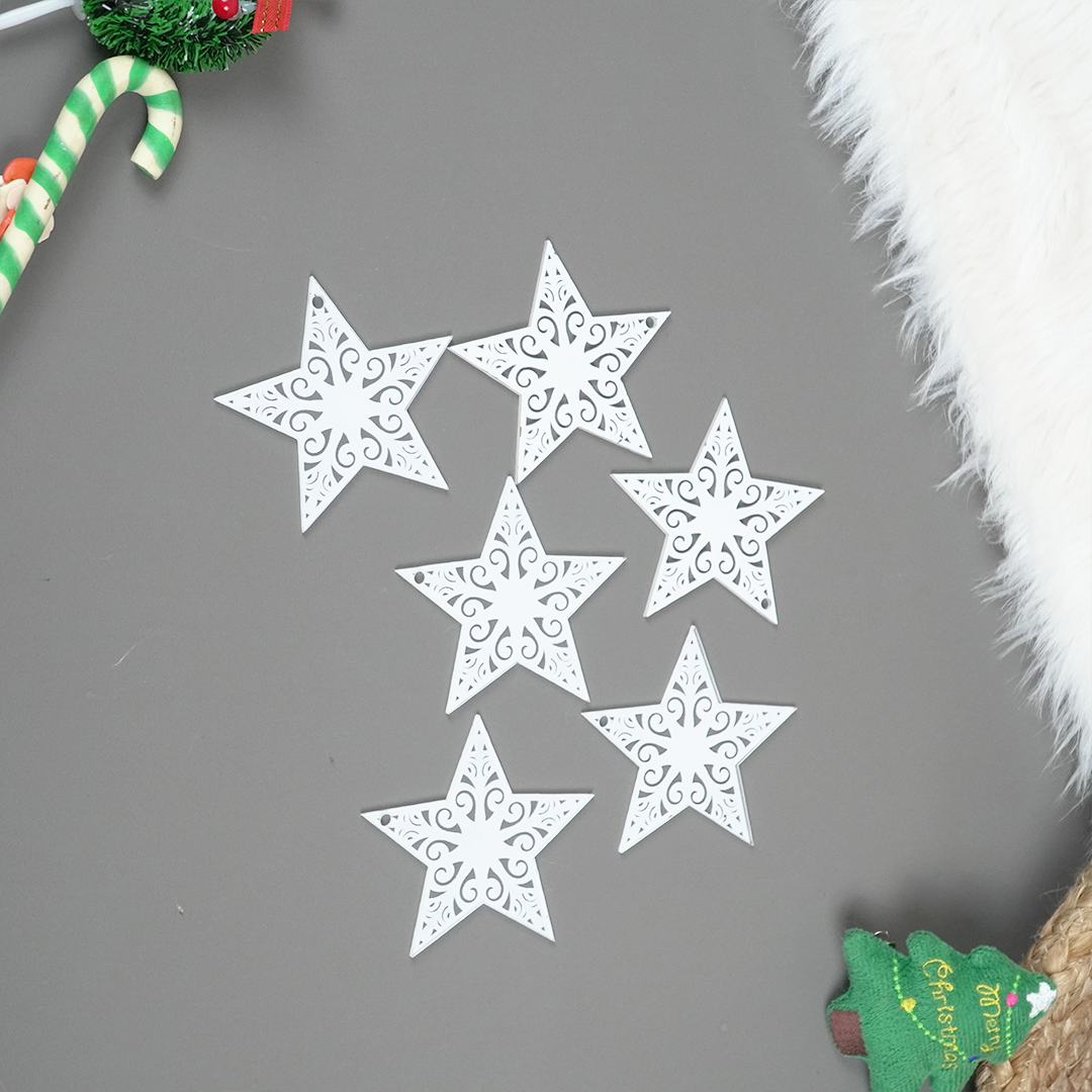 Set of 6 Acrylic Star Christmas Ornament – Elegant Clear Festive Hanging Décor