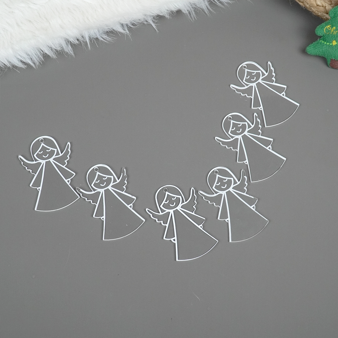 Set of 6 Acrylic Angel Christmas Ornament – Cute Holiday Hanging Décor (8cm)