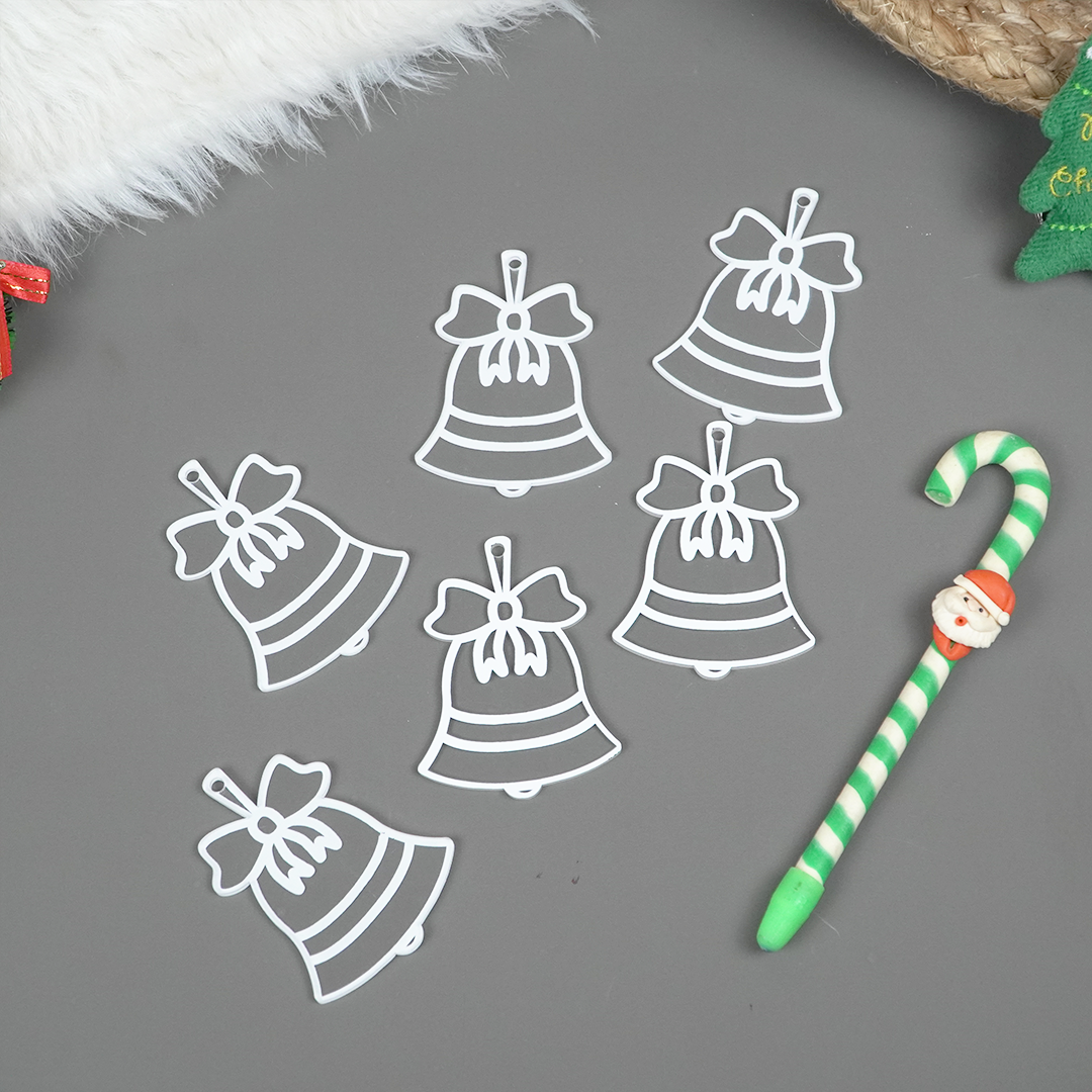 Set of 6 Acrylic Christmas Bell Ornaments – Elegant Hanging Décor (8 cm)