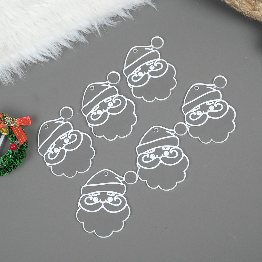 Acrylic Santa Claus Ornament – Premium Christmas Hanging Décor (8 cm, Set of 6)