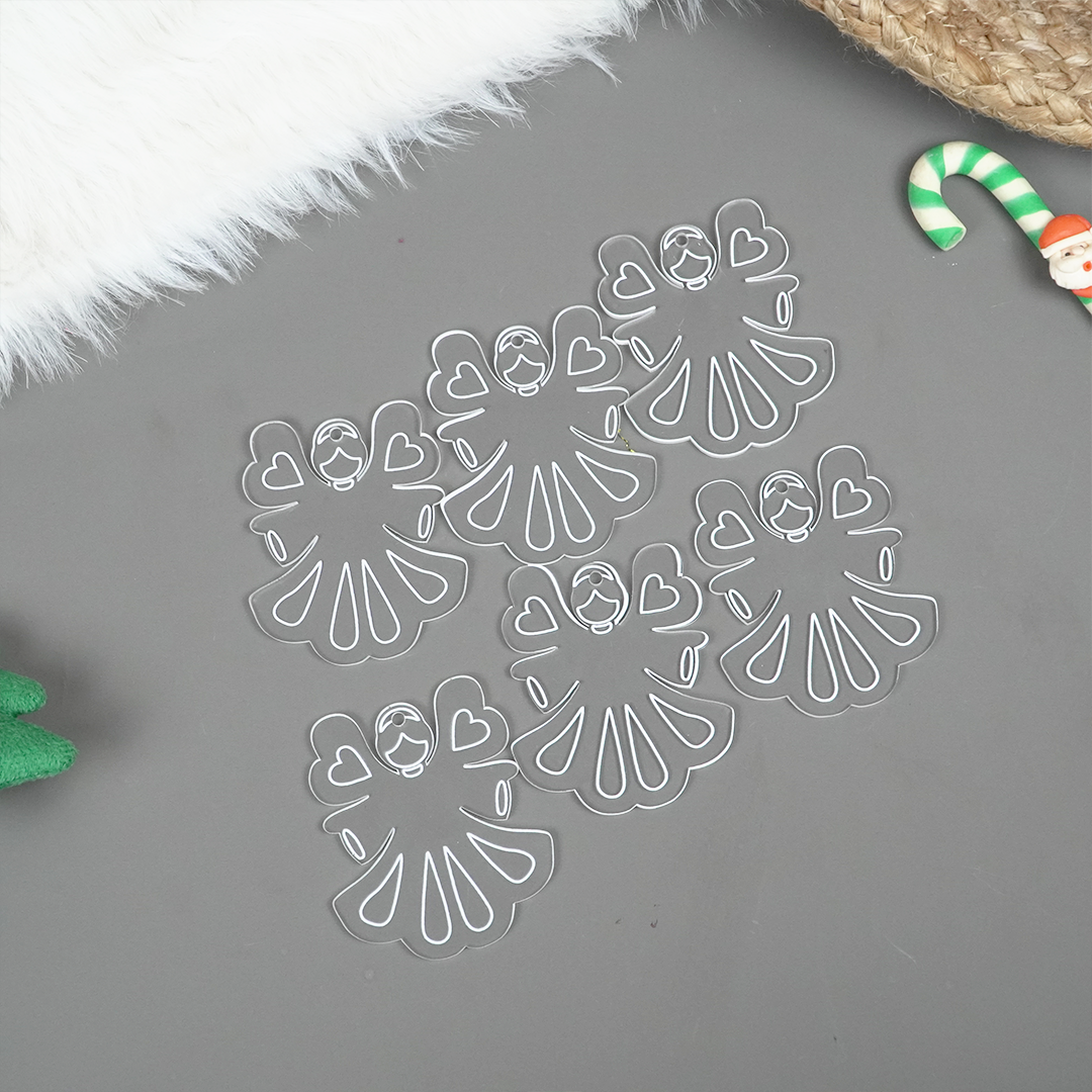 Set of 6 Acrylic Angel Doll Ornaments – Elegant Clear Christmas Decorations