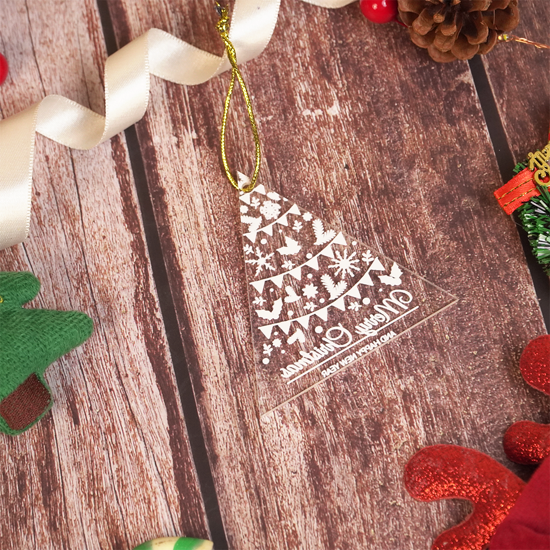 Set of 6 Acrylic Christmas Tree Ornament – Premium Hanging Decoration (8 cm)