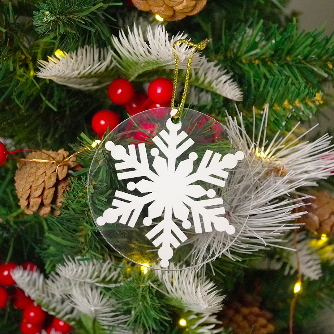 Set of 6 Acrylic Snowflake Ornaments – Elegant Frosted Christmas Décor