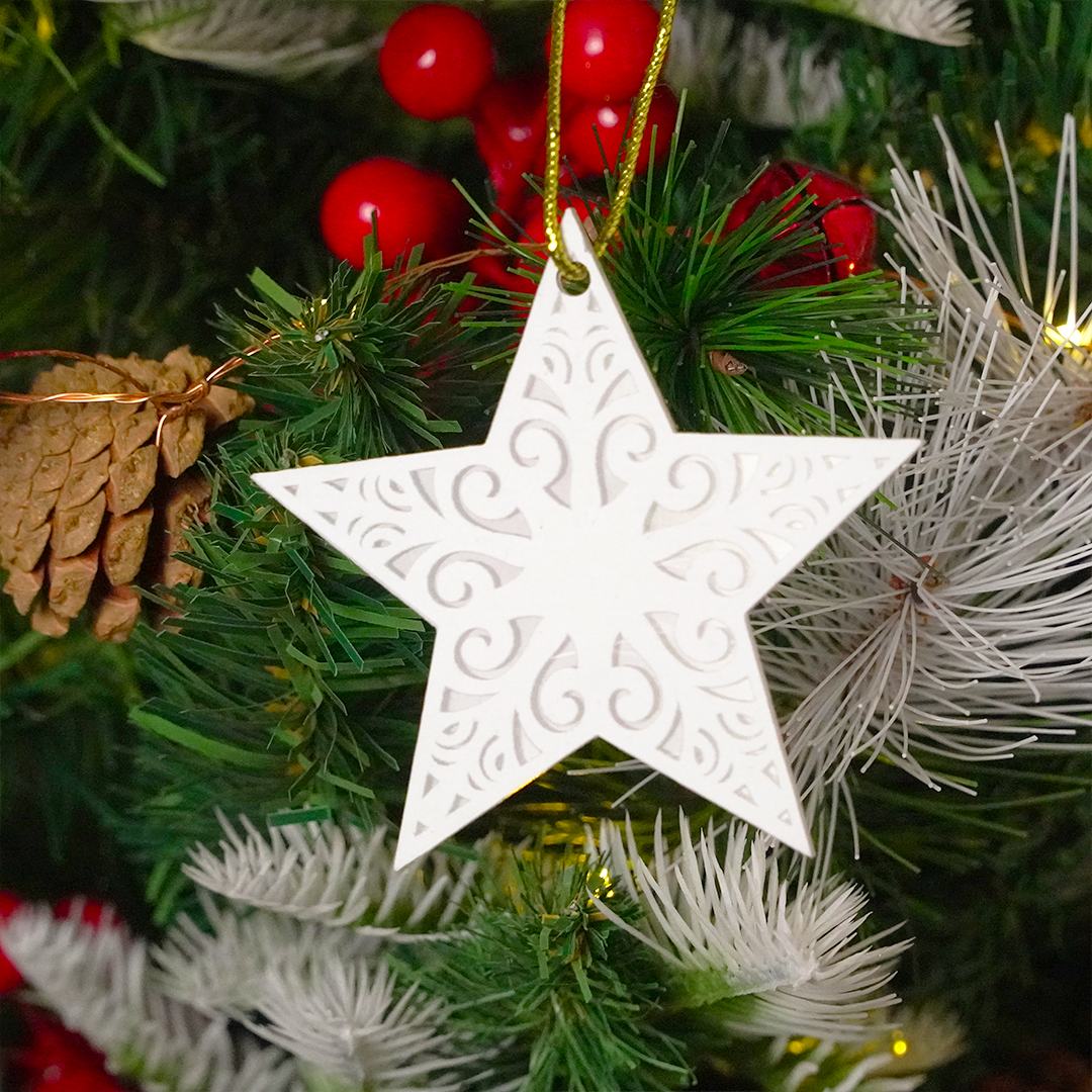 Set of 6 Acrylic Star Christmas Ornament – Elegant Clear Festive Hanging Décor