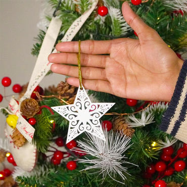 Set of 6 Acrylic Star Christmas Ornament – Elegant Clear Festive Hanging Décor