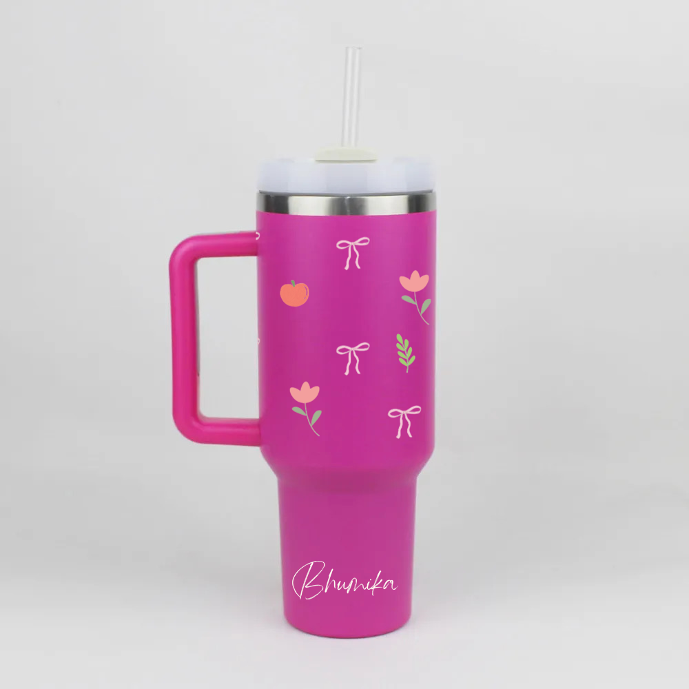 Personalized BlossomBrew™ Tumbler with Straw & Lid