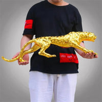 Abstract Gold Panther Sculpture