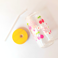 Cherry Bliss Glass Tumbler with Bamboo Lid & Straw – Cute & Eco-Friendly Drinkware