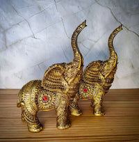 Set Of 2 Trunk Up Elephant Family Statue Showpiece Figurine indian Handicraft