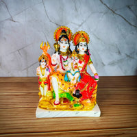 Marble Polish Shiva Parvati Ganesha Statue Sculpture Handicraft