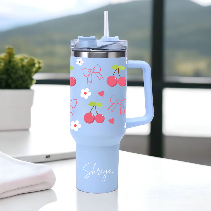 Personalized BerryBow™ Tumbler with Straw & Lid