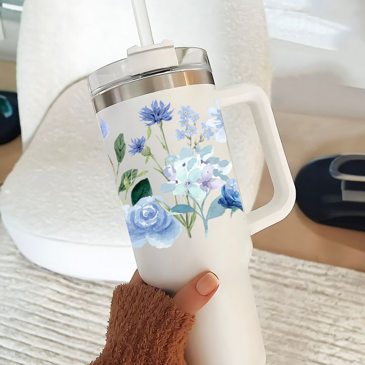 Personalized FleurFlow™ Tumbler with Straw & Lid