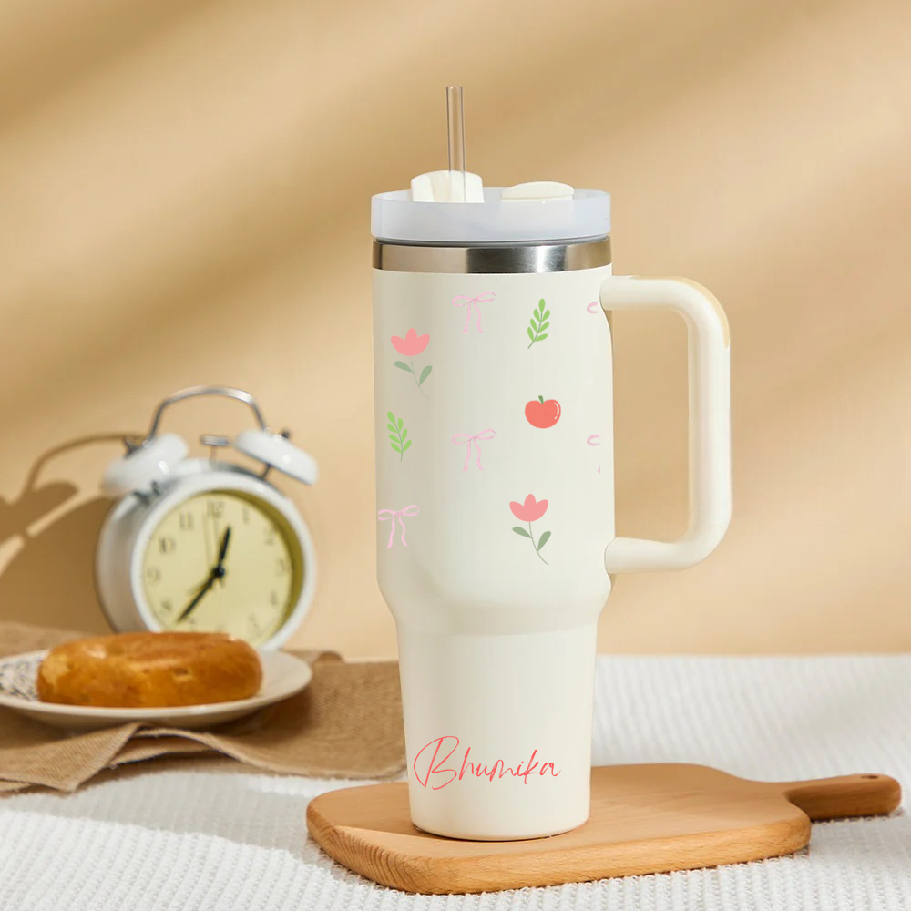 Personalized BlossomBrew™ Tumbler with Straw & Lid