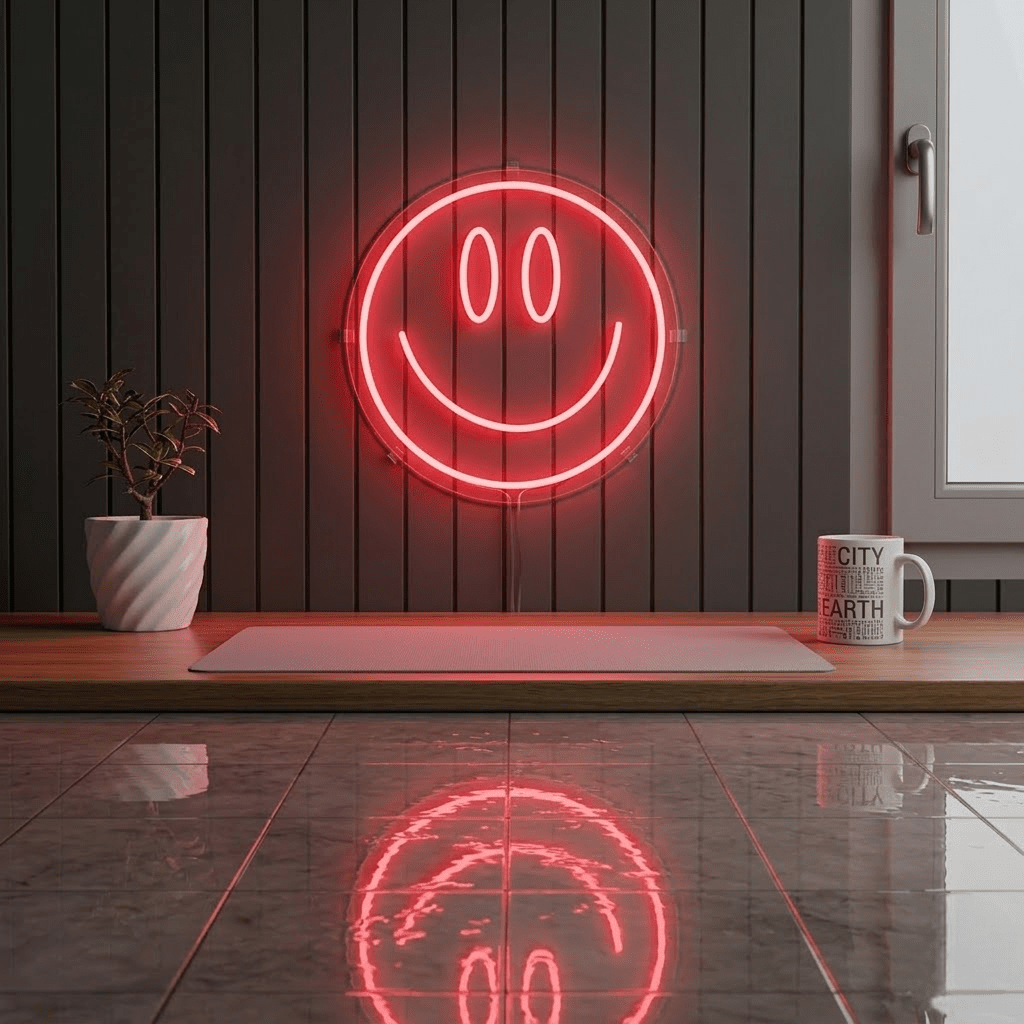 Smiley Face Neon LED Light – Fun Wall Décor for Bedrooms, Cafés & Party Spaces - Memories InsiteSMILEY FACE NEON LIGHT-20*20 INCH