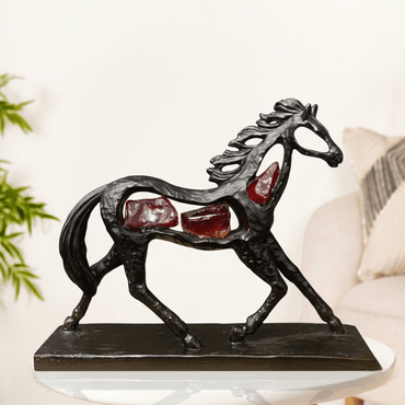 Elegant Metal Horse Showpiece with Crystal Accents - Memories InsiteELEGANT METAL HORSE SHOWPIECE