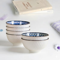 Bohemian Mosaic Ceramic Bowls – Set of 6 | Handcrafted Multi-Pattern Snack Bowls