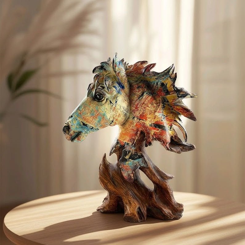 Horse Statue, Horse Lover Horse Art Resin Statue Decorative Home And Office Decorative Ornament For Desktop Bookshelf Wine Cabinet Attract Luck And Fortune-Horse Head A - Memories InsiteHorse Statue