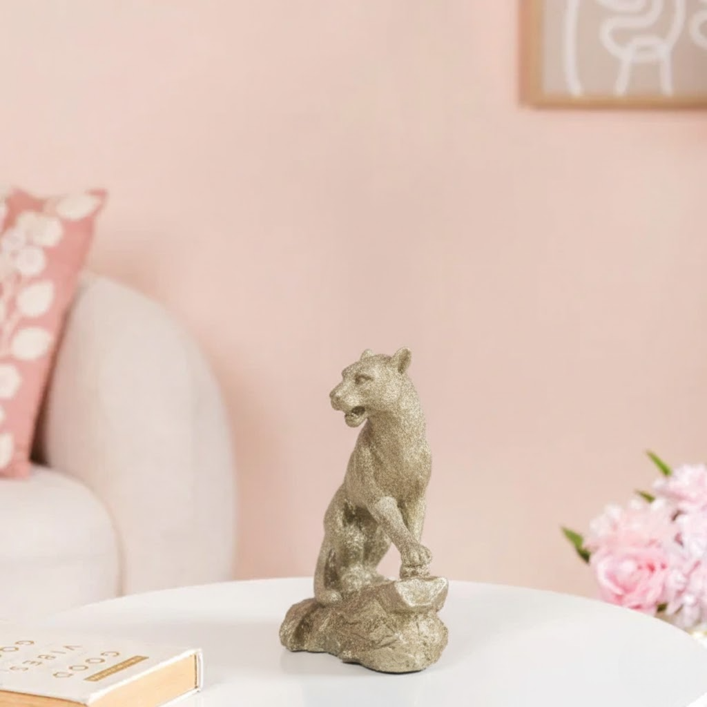 Elegant Golden Leopard Showpiece – Luxury Animal Figurine for Home Décor