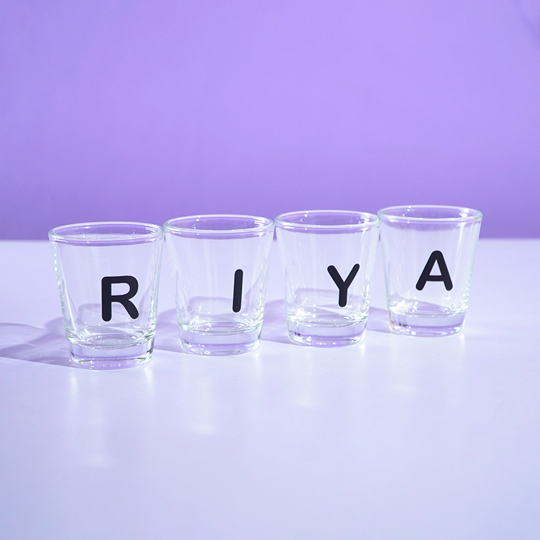 Personalized Alphabet Shot Glass Set – Custom Name Glasses for Gifting & Parties