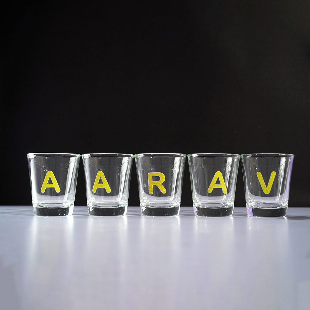 Personalized Alphabet Shot Glass Set – Custom Name Glasses for Gifting & Parties