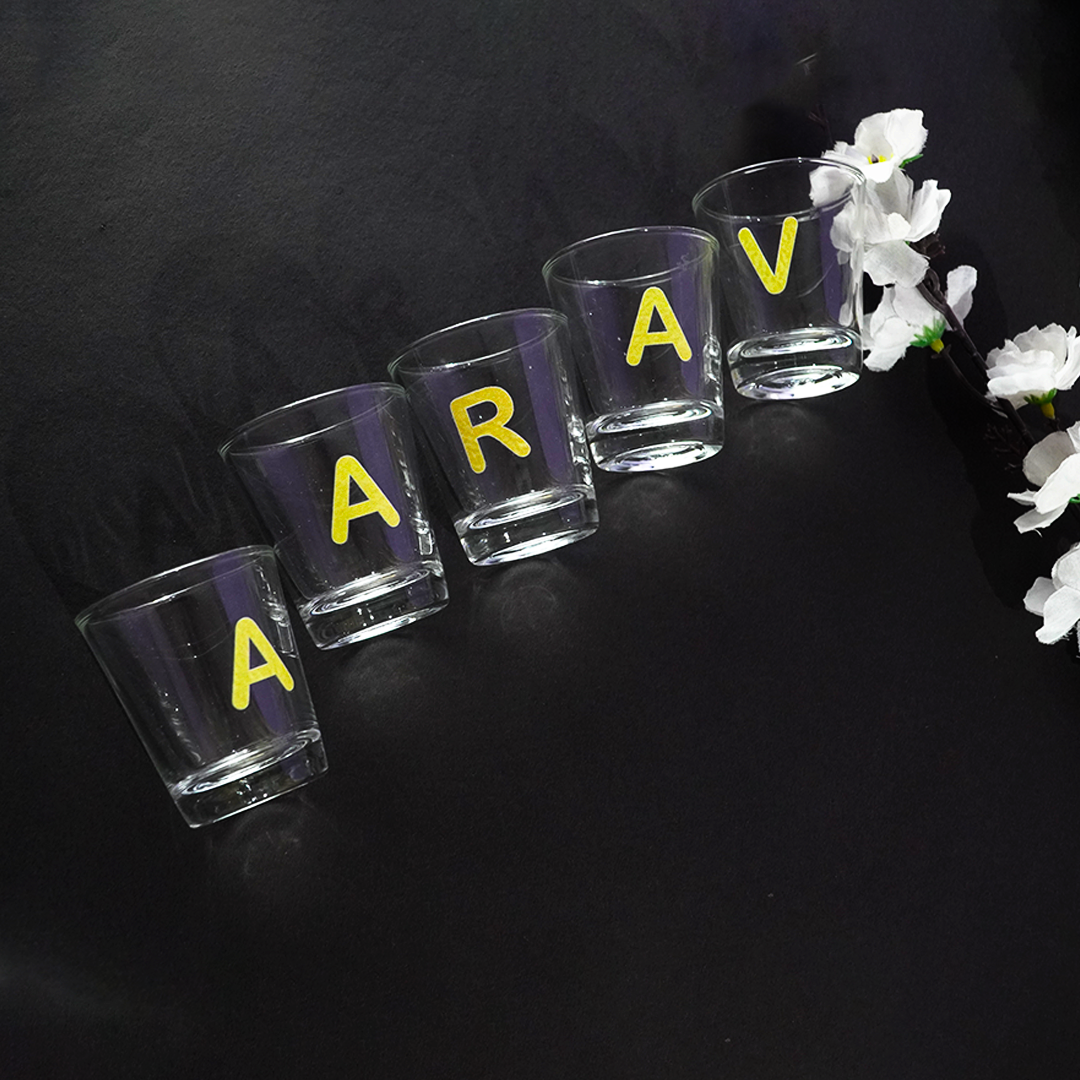 Personalized Alphabet Shot Glass Set – Custom Name Glasses for Gifting & Parties