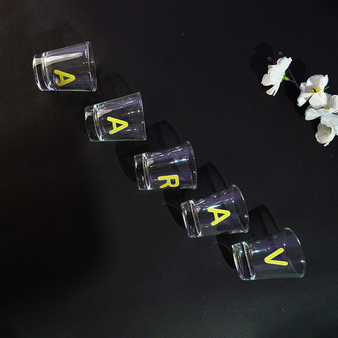 Personalized Alphabet Shot Glass Set – Custom Name Glasses for Gifting & Parties