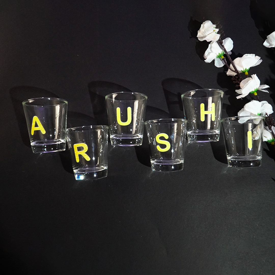 Personalized Alphabet Shot Glass Set – Custom Name Glasses for Gifting & Parties
