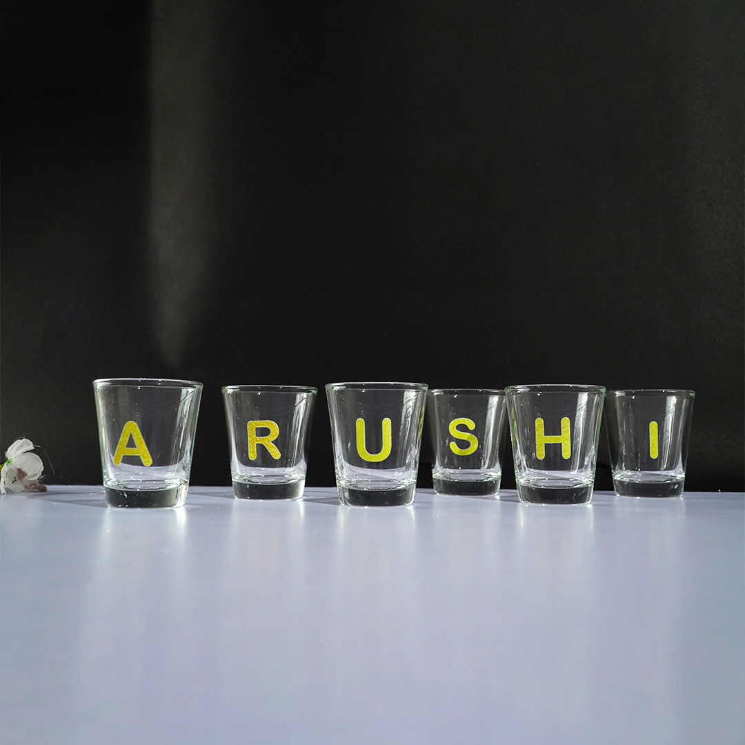 Personalized Alphabet Shot Glass Set – Custom Name Glasses for Gifting & Parties