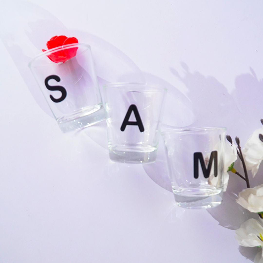 Personalized Alphabet Shot Glass Set – Custom Name Glasses for Gifting & Parties