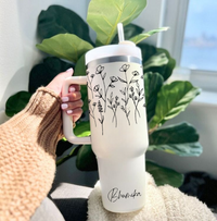 Personalized FleurFlow™ Tumbler with Straw & Lid